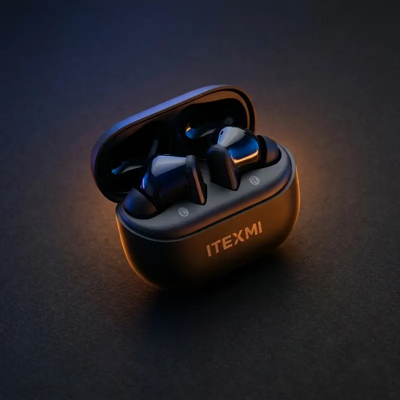 ITEXMI Xpods Pro open case in orange rim light